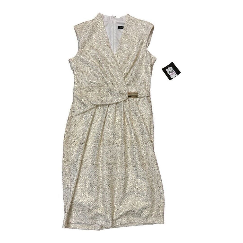 ELLEN TRACY - GOLD CREAM SPARKLE SLEEVELESS DRESS‎ - 6